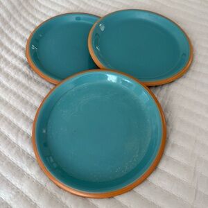 3 Crown Corning Sonora Aqua Terracotta 9" Salad Luncheon Dessert Plates Japan